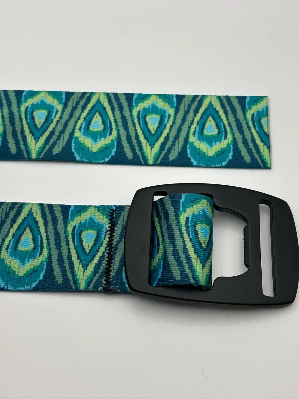 Croakies Artisan 2 Belt Bottle Opener Buckle-Green/Blue Ikat Pattern-One Size